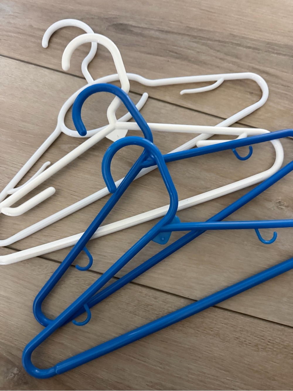 Plastic Clothing Hangers - Blue & White - Set of Multiples. 10 each 10 dollars